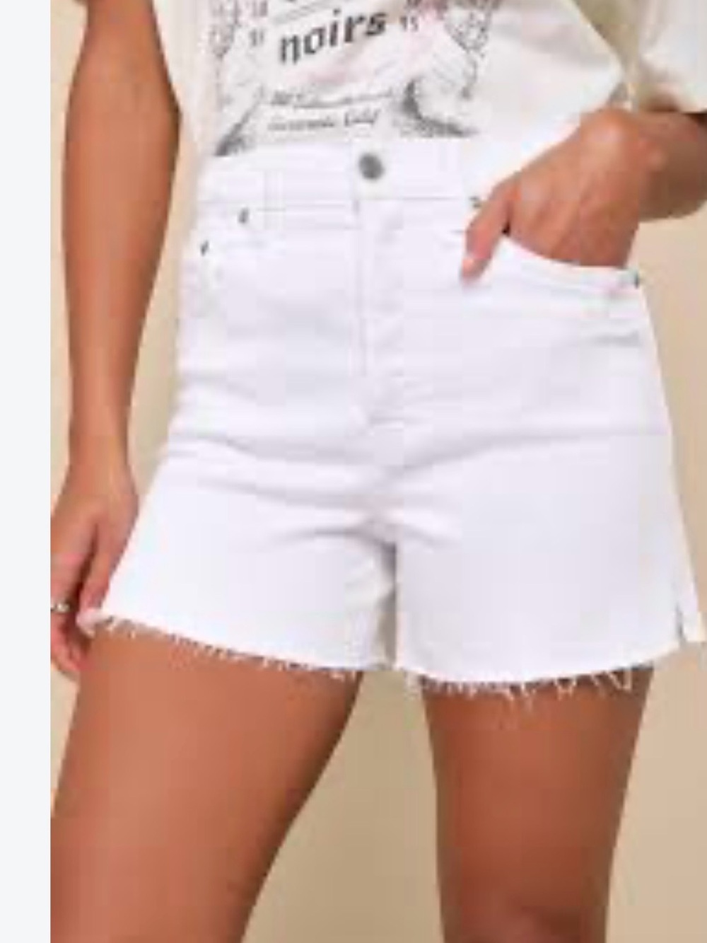 Daze Denim Bottom Line White High-Rise Distressed Denim Shorts Size 24